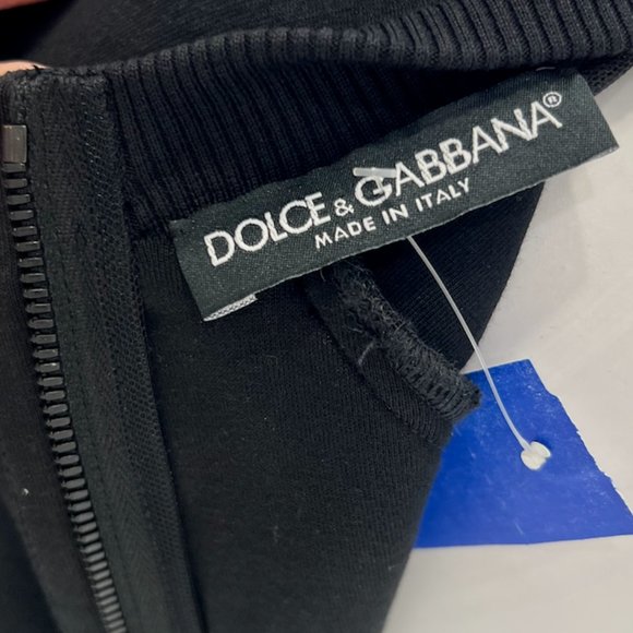 $2245 Dolce & Gabbana Black Cotton Fit & Flare Neoprene Shirt Dress size 44/8 - Picture 11 of 12